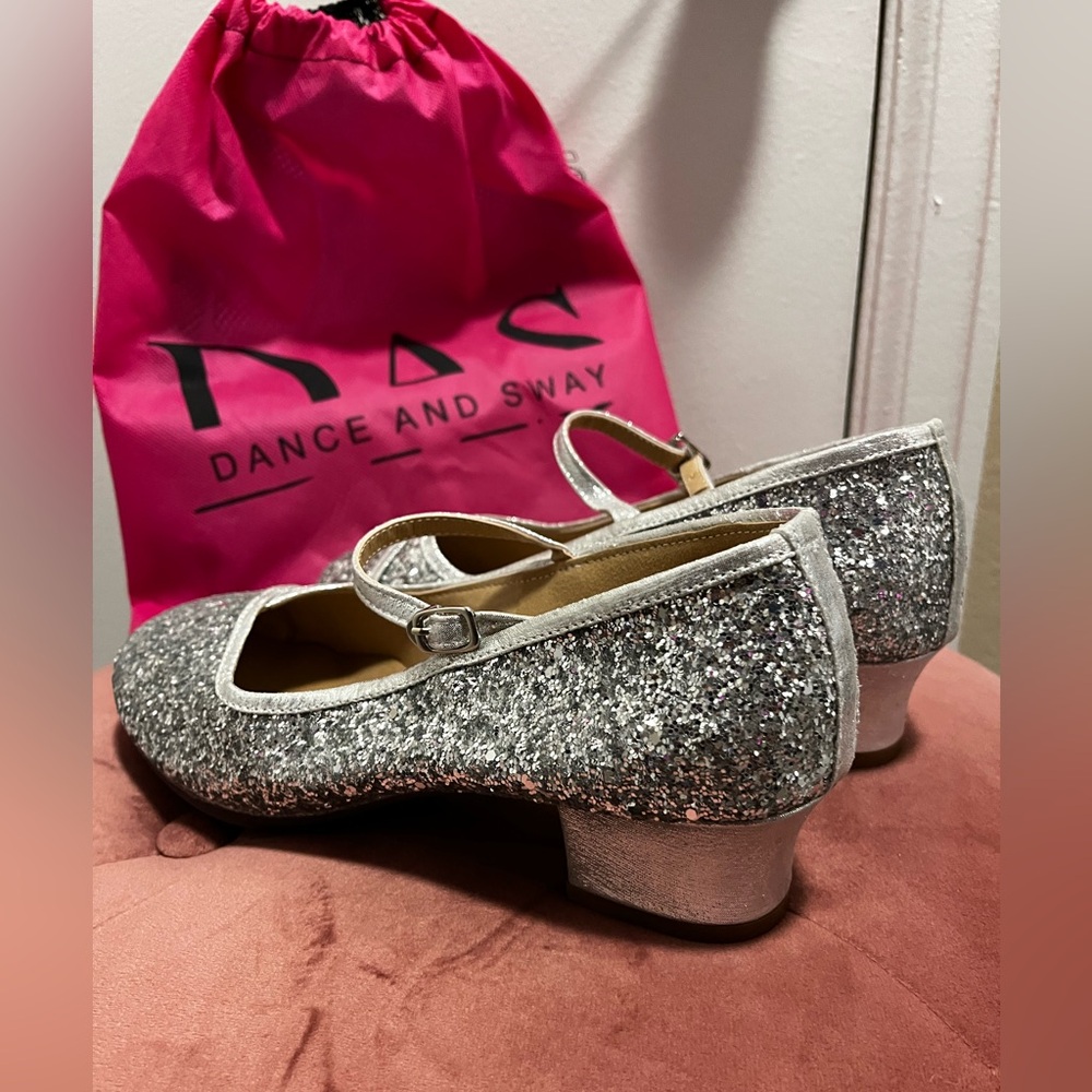 Sparkly silver dance shoes